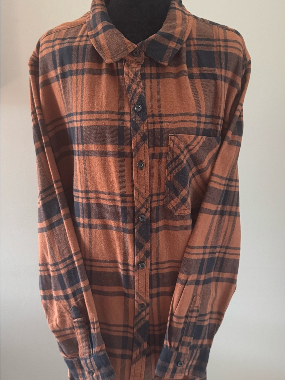 GAP Orange and Black Plaid Button-Down Shirt